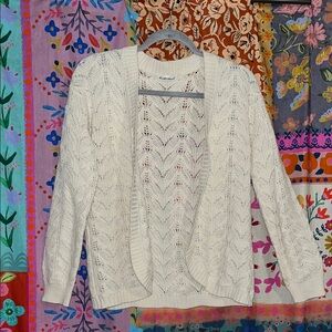 DEREK HEART Cream Open-Front Cardigan